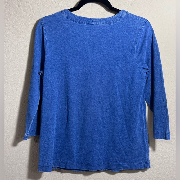 Women’s J Jill Pure Jill Indigo Top Size XS Blue 3/4 Sleeve Knit Pullover Pocket - Picture 2 of 7
